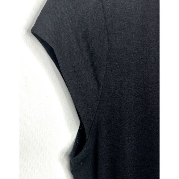 Vince Camuto Womens Shirt Cap Sleeve Peplum Hem Pullover Stretch Top Black Small - Picture 5 of 9